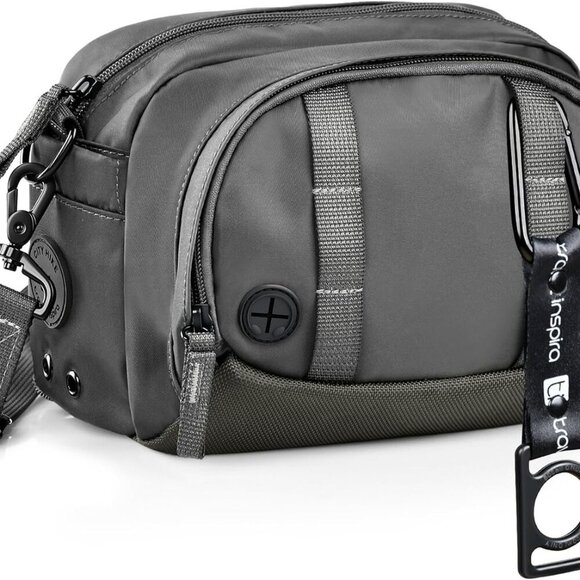 Stylish Gray Multi Pocket Crossbody Bag - Water Resistant Nylon for Teens - Picture 1 of 8